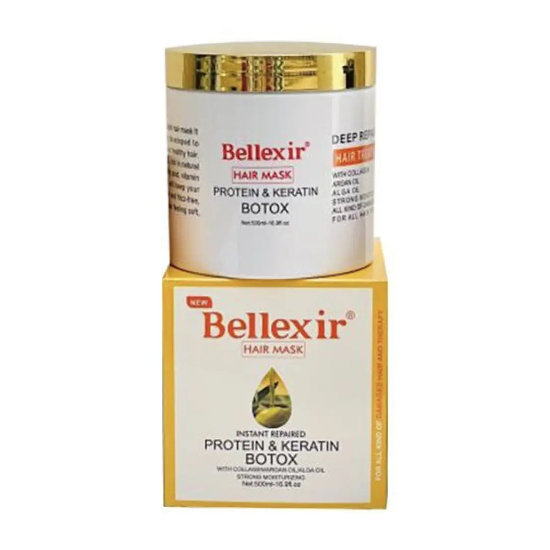 ماسک مو مقوی Bellexir حاوی پروتئین و کراتین و بوتاکس مو حجم 500 میلی لیتر