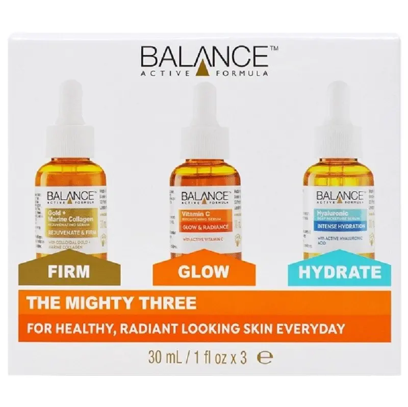 پک 3عددی سرم پوستی بالانس مدل The mighty three Balance active formula the mighty 3 serum set