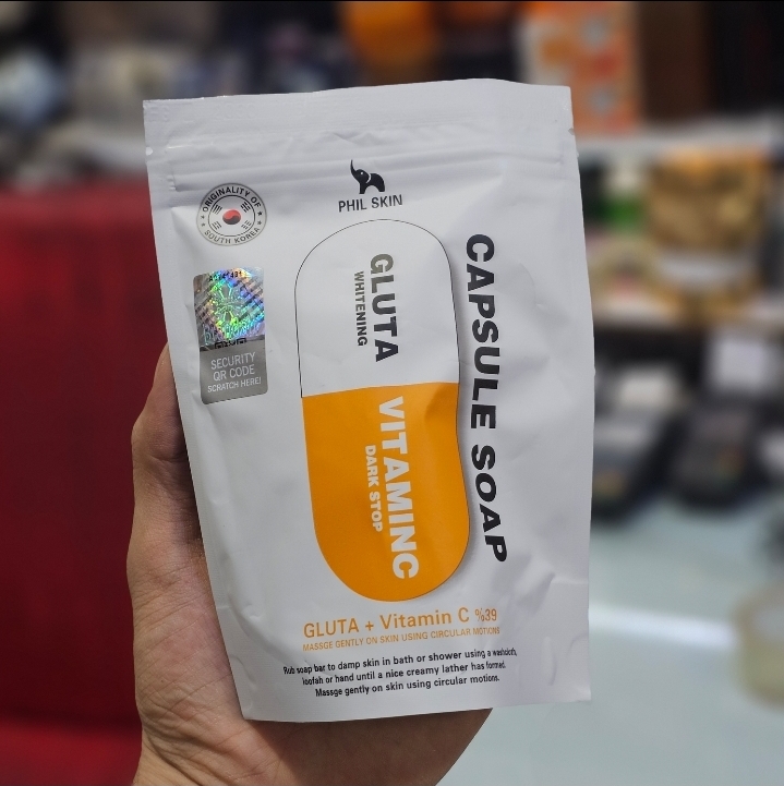 صابون کپسولی ضد لک و سفید کننده ویتامین سی و گلوتاتیون فیل اسکین Phil Skin ساخت کره جنوبی